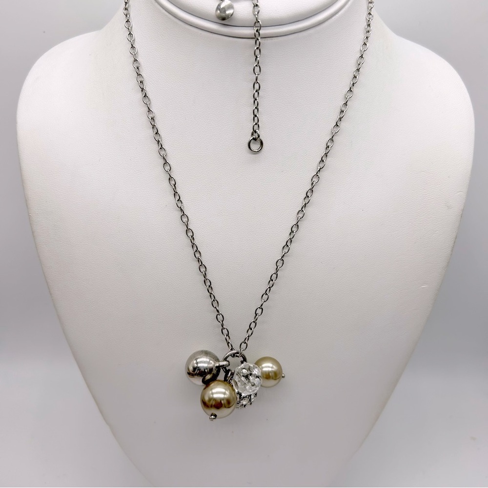 J. Crew Pearl and Jeweled Cluster Pendant Necklace